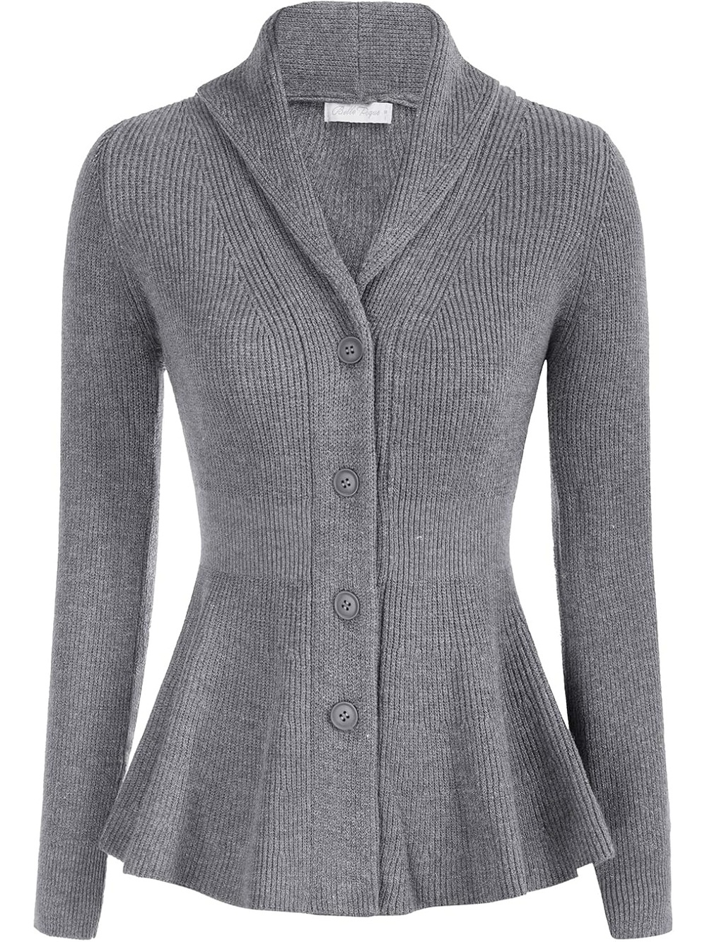 🆕 Women's Grey Vintage Collar Button Down Knit Coat Cardigan Sweater